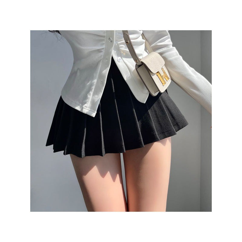 Fashion Black Pleated Skirt For Women