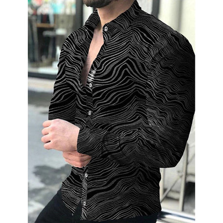 camisa de manga larga con estampado geométrico para hombre