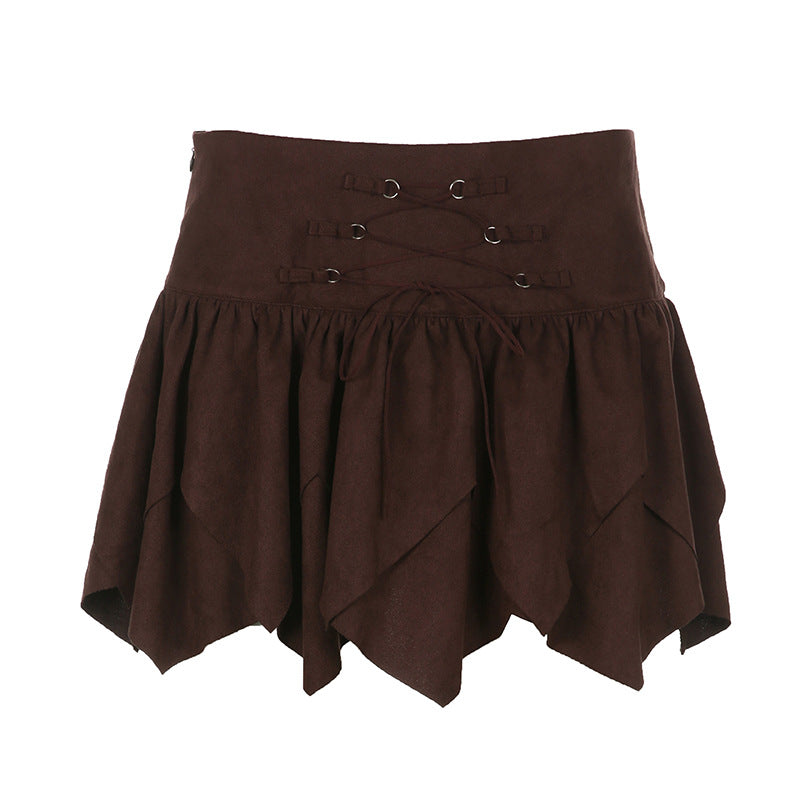 Women's Irregular Lace-up Waist Skirt