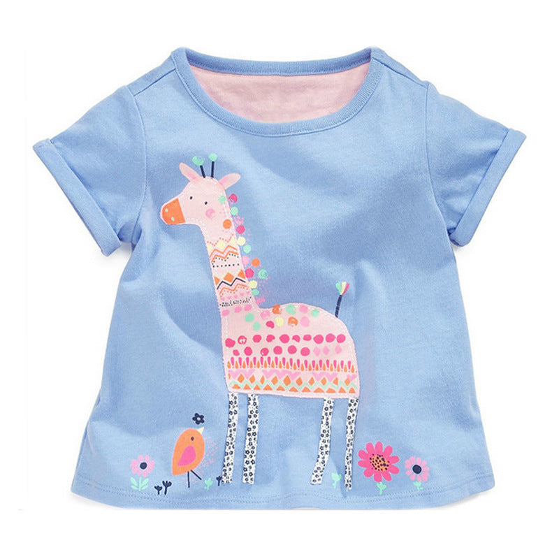 Camiseta Infantil Sencilla Niñas Manga Corta Bebé