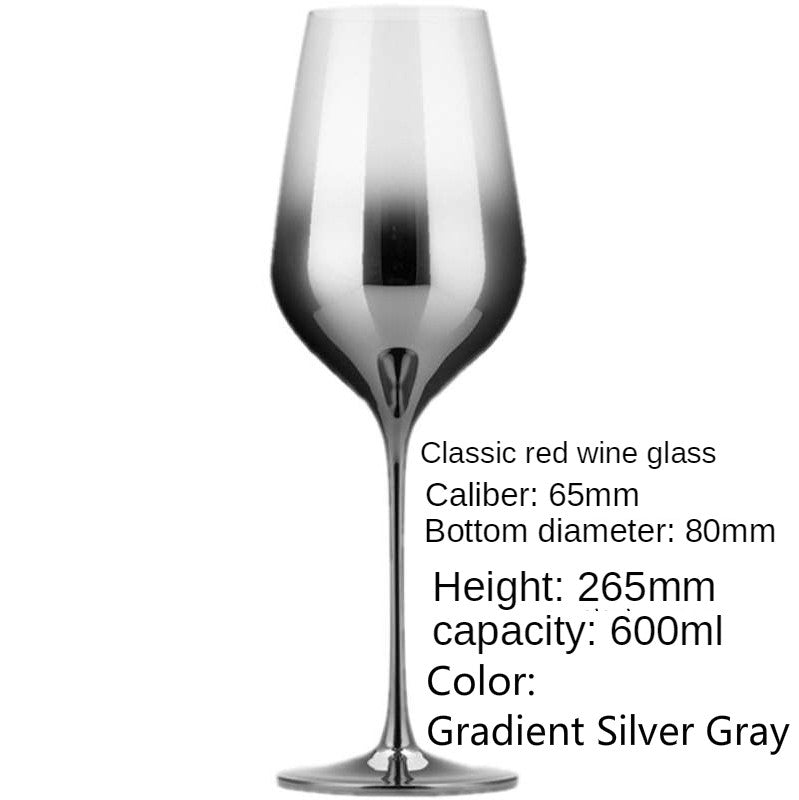 Copa de vino tinto degradado gris plateado con galvanoplastia de cristal