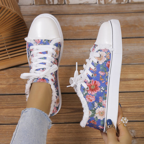 Large Flat Bottomed Graffiti Canvas Shoes For Women