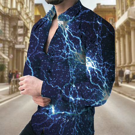 camisa de manga larga con estampado geométrico para hombre