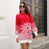 Christmas Acrylic Woolen Skirt Women's Cage Sleeve Loose Dress