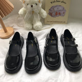 Zapatos De Cuero Pequeños De Estilo Inglés Retro Negro Línea De Hadas Femenina Con Mary Jane