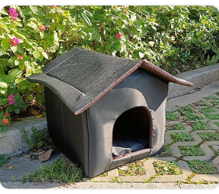 Nido de gato errante impermeable al aire libre, caseta de casa para gatos lavable, plegable, cálida y cálida para invierno