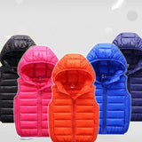 Children's Down Cotton Hooded Thermal Vest Solid Color