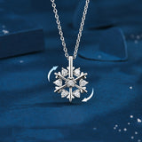 Collar giratorio de copo de nieve de plata 925 para mujer, diseño de nicho de lujo, joyería de diamantes de imitación brillante, regalo de cumpleaños de otoño e invierno para amigos