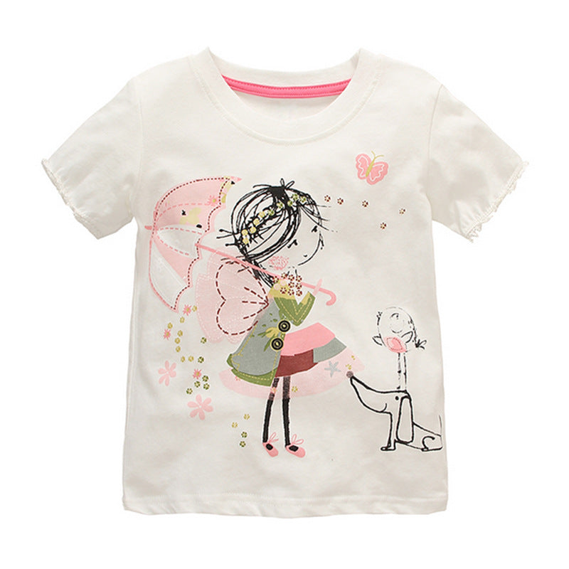 Camiseta Infantil Sencilla Niñas Manga Corta Bebé