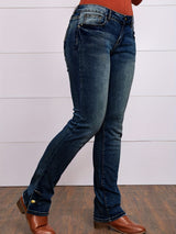 Women's Embroidered Simple Casual Jeans