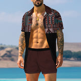 Traje de camisa de moda con estampado retro para hombre