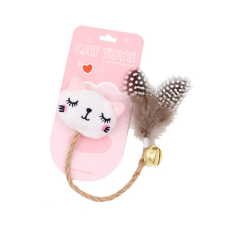 Cat Teaser Toy Feather Bell Hemp Rope