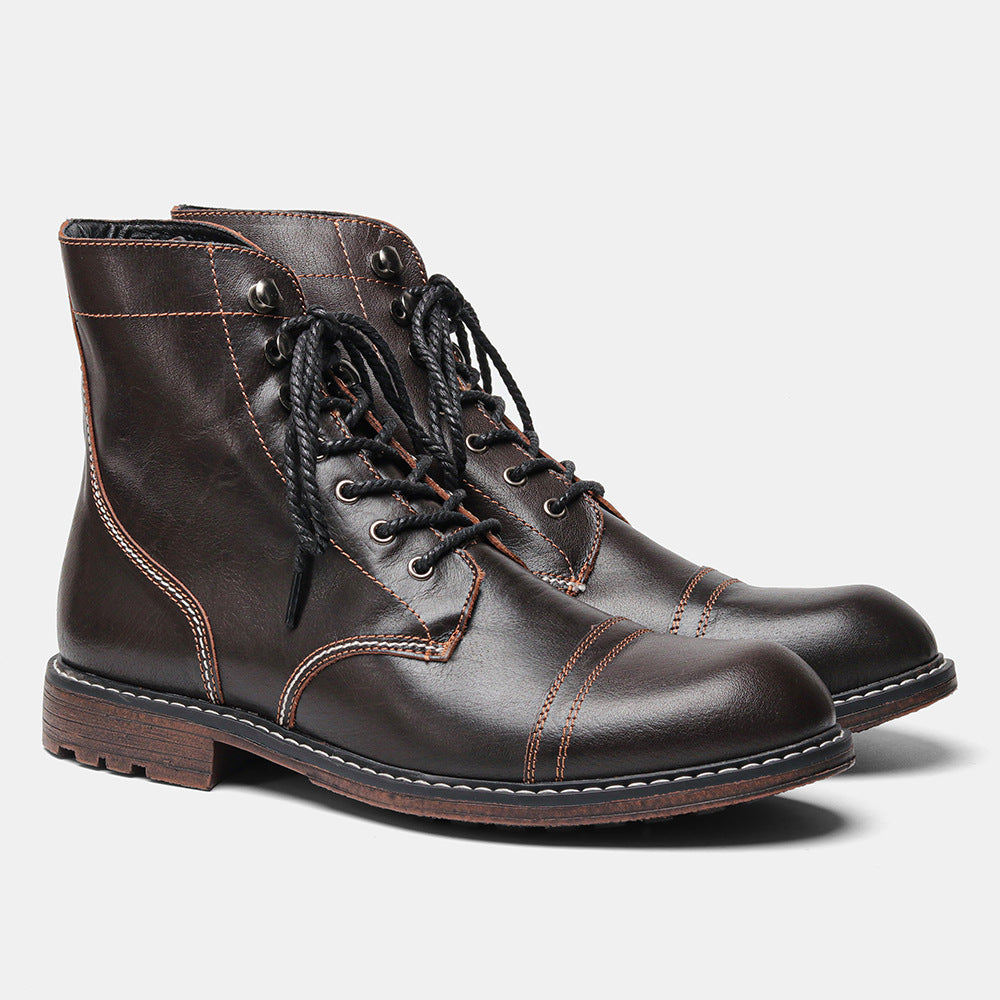 American Retro First Layer Calfskin Workwear Martin Boots