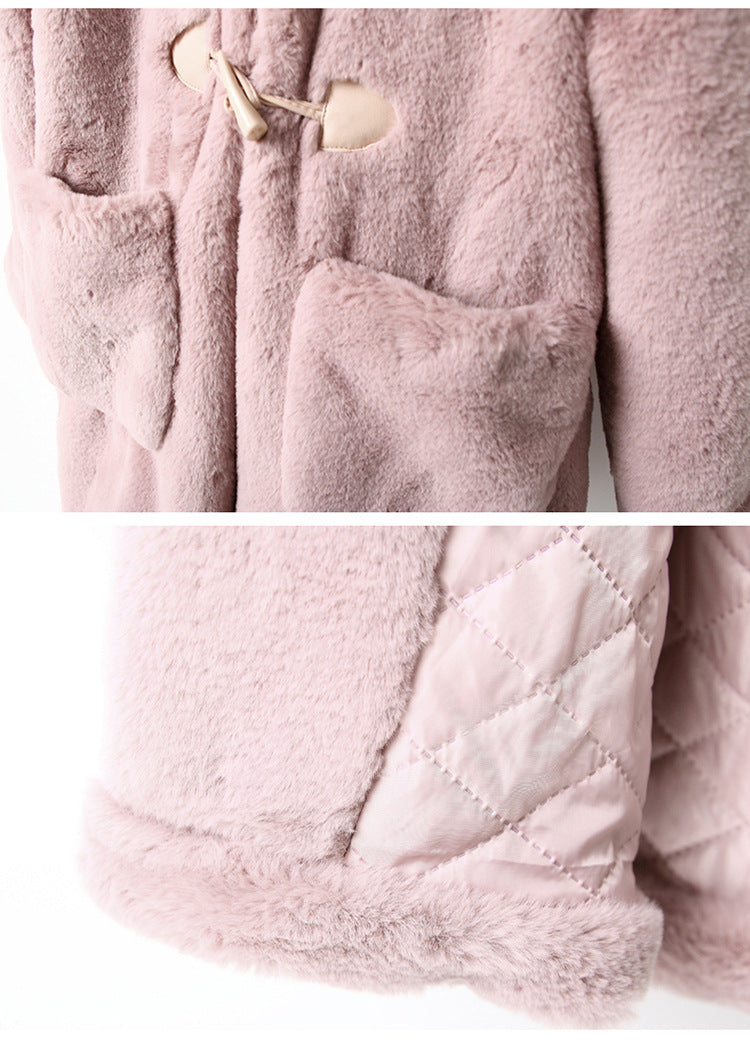 Thickened Faux Fur Coat For Big Kids