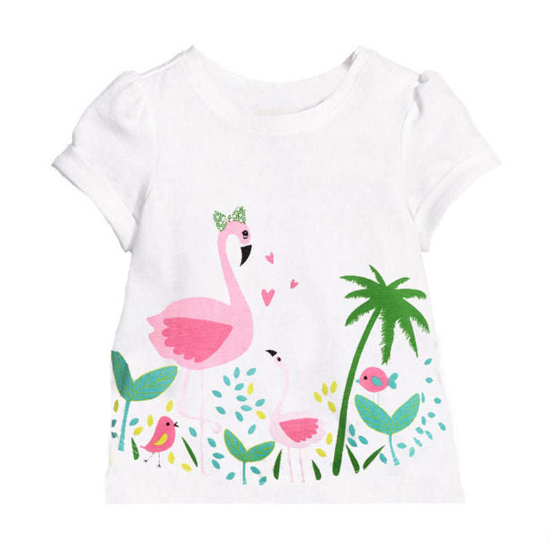 Camiseta Infantil Sencilla Niñas Manga Corta Bebé