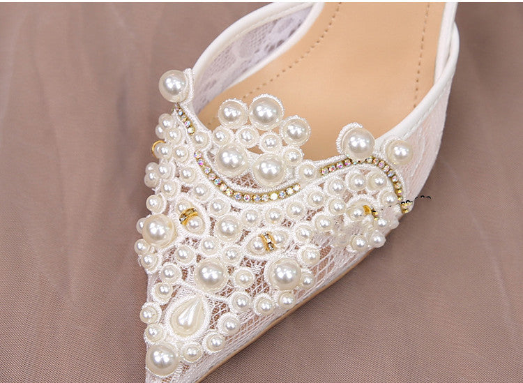 Women's Lace Fashion High Heels Pearls