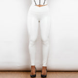 Shascullfites Melody X Cross Solid White High Waist Leather V Shape Leggings Leather Pants X Cross Pants Leather Leggings