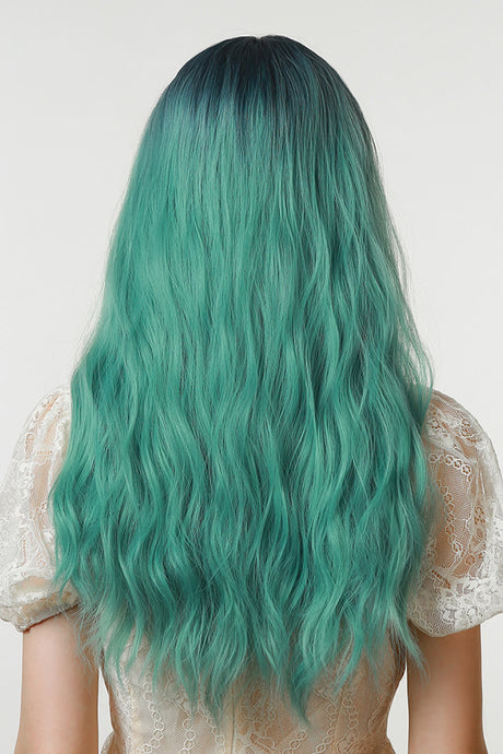 13*1" Full-Machine Wigs Synthetic Long Wave 26" in Seafoam Ombre