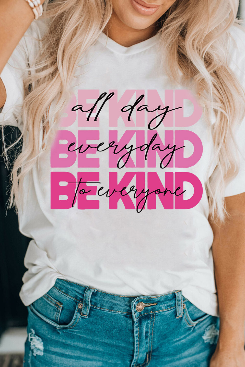 Slogan Graphic Round Neck Short Sleeve Tee