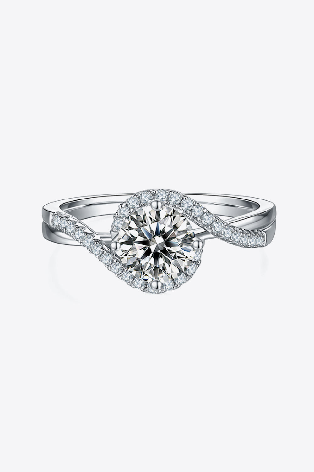 1 Carat Moissanite 925 Sterling Silver Crisscross Ring