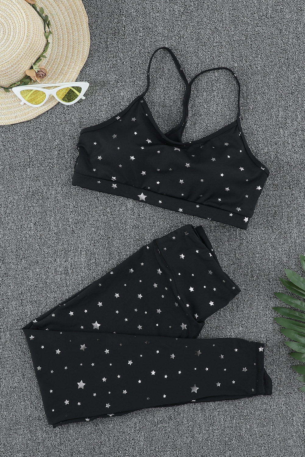 Conjunto de leggings y sujetador deportivo con estampado de estrellas