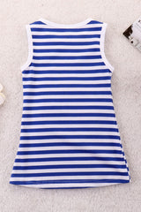 Girls Rainbow Graphic Striped Sleeveless Dress