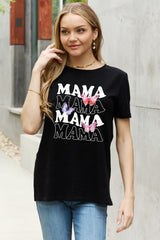 Camiseta de algodón con gráfico de mariposa MAMA de Simply Love