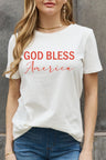 Camiseta de algodón con gráfico de Simply Love GOD BLESS AMERICA