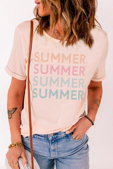 Camiseta con cuello redondo y puños SUMMER