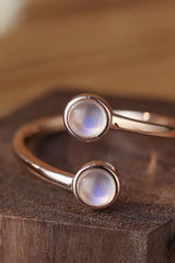 High Quality Natural Moonstone 925 Sterling Silver Toi Et Moi Ring